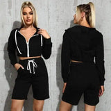 Lovemi -  Long-Sleeved Trendy Sweater Five-Point Pants Suit Hoodies LOVEMI    