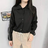 LOVEMI - Lovemi - Loose drawstring shirt jacket