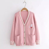 Lovemi -  Loose solid color rabbit cardigan Sweaters LOVEMI Pink  