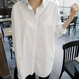 LOVEMI - Lovemi - Loose V-neck white shirt