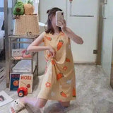 LOVEMI - Lovemi - Milk Silk Cartoon Pajamas Female Summer Round Neck