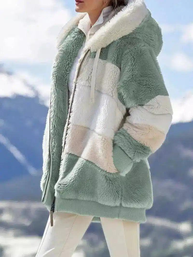 LOVEMI - Lovemi - Multicolor patchwork hooded short fashion jacket