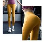 Nethong high stretch Yoga Pants women wear high waist, hip,-Yellow-2