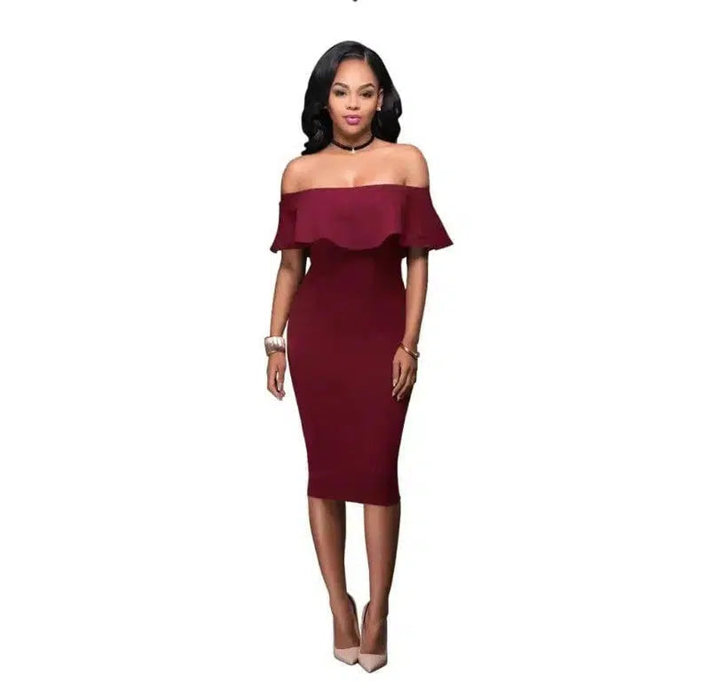 LOVEMI - Lovemi - Off Shoulder Ruffles Dress