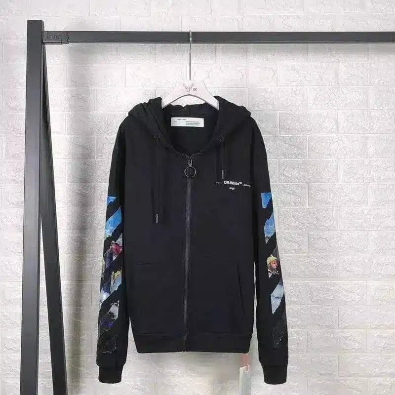 LOVEMI - Lovemi - Oil painting zipper sweater arrow hoodie