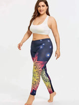 plaid digital 3D printing large size leggings-Picture color-2