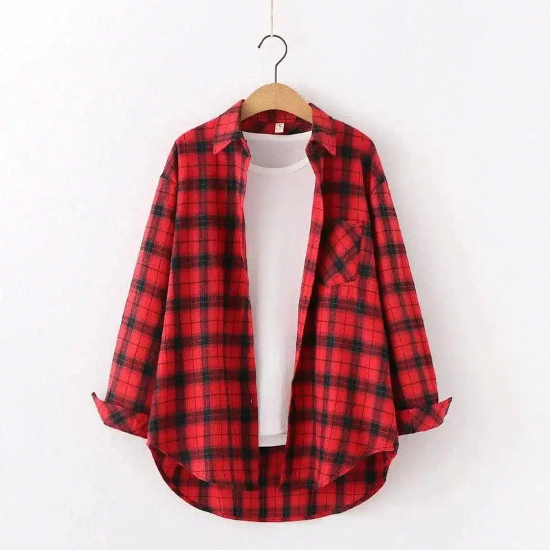 LOVEMI - Lovemi - Plaid Shirt Women'S Long-Sleeved Loose Shirt