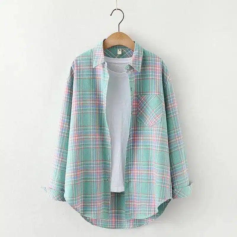 LOVEMI - Lovemi - Plaid Shirt Women'S Long-Sleeved Loose Shirt