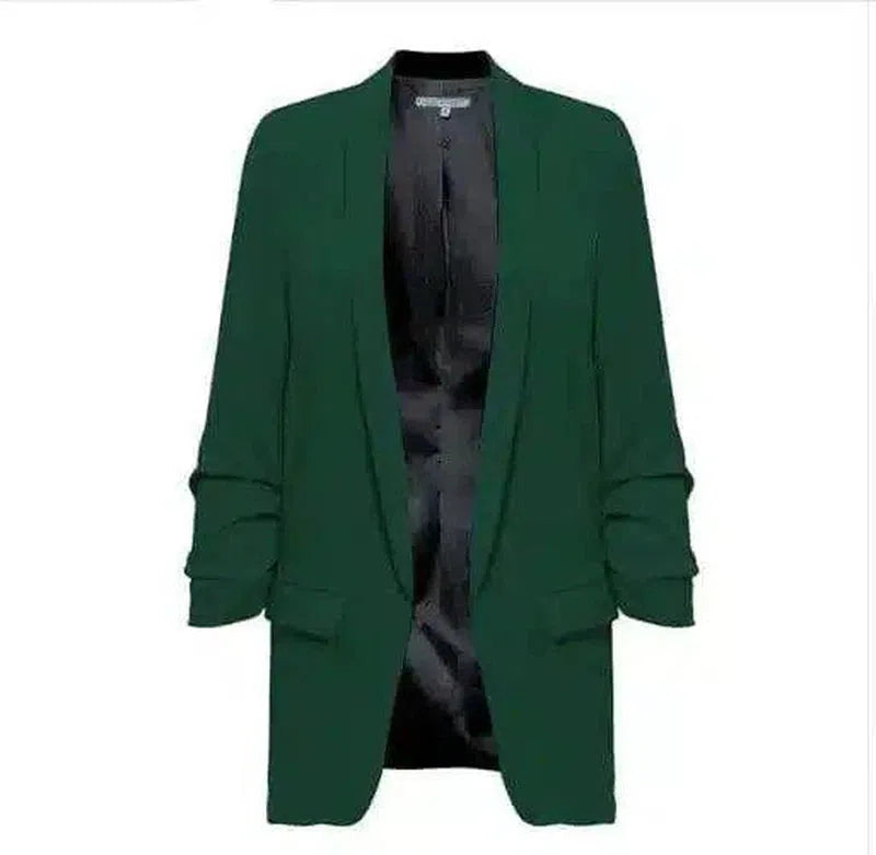 Women's Casual Linen Blazer Jacket-Green-3