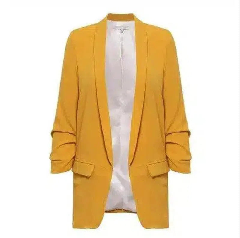 Women's Casual Linen Blazer Jacket-Yellow-5