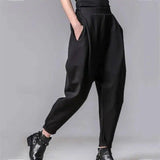 Pleated thin tapered banana pants-Black-1