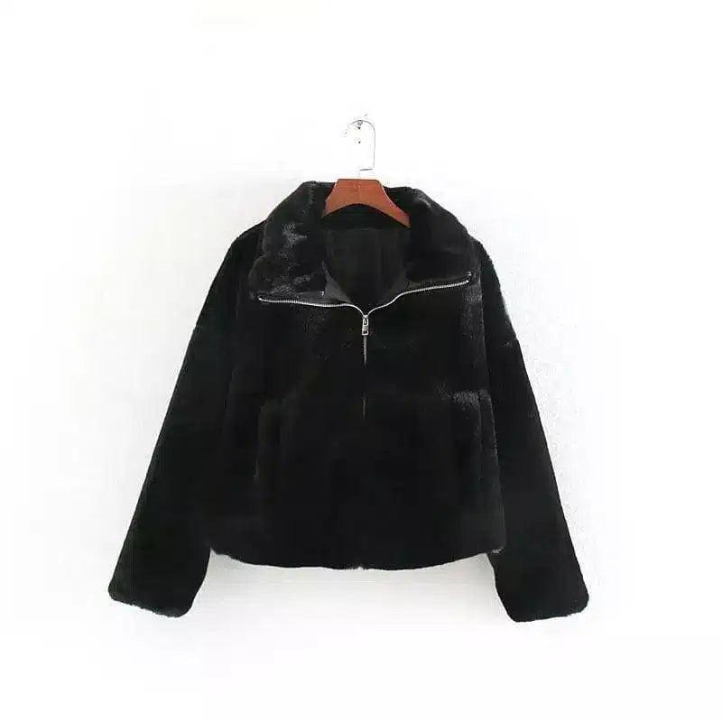 LOVEMI - Lovemi - Plush black zip jacket