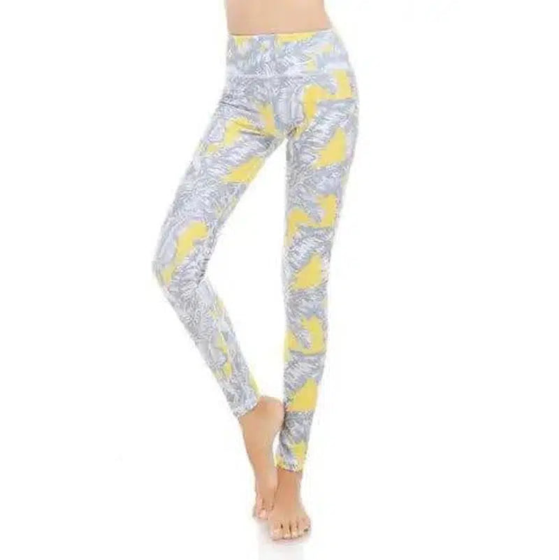 Print Quick Dry Sporting Leggings Women Fashion Casual-Yellow-7