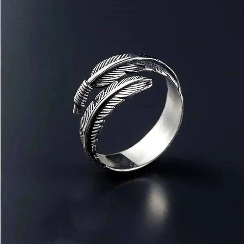 LOVEMI - Lovemi - Punk Feathers Arrow Opening Ring Boho Retro