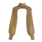 Lovemi -  Retro Scheming Niche Design Knit Sweater Sleeves Ctop LOVEMI Brown One size 