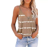 Lovemi -  Sexy Sleeveless Camisole V-neck Stripe Print top LOVEMI Khaki S 