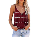 Lovemi -  Sexy Sleeveless Camisole V-neck Stripe Print top LOVEMI Wine Red S 