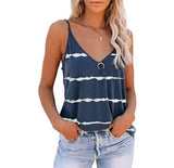 Lovemi -  Sexy Sleeveless Camisole V-neck Stripe Print top LOVEMI Dark Blue S 