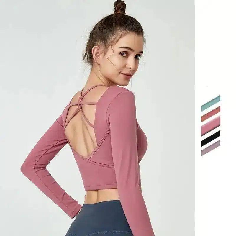 LOVEMI - Lovemi - SHINBENE Sexy Plain Backless Yoga Sport Long