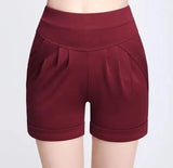 Shorts Chiffon Women Cotton Casual-Redwine-29