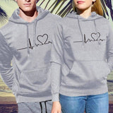 Lovemi -  Simple print hooded couple's sweater Outerwear & Jackets Men LOVEMI Grey S 