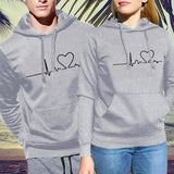 Lovemi -  Simple print hooded couple's sweater Outerwear & Jackets Men LOVEMI Grey S 