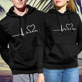 Lovemi -  Simple print hooded couple's sweater Outerwear & Jackets Men LOVEMI Black S 
