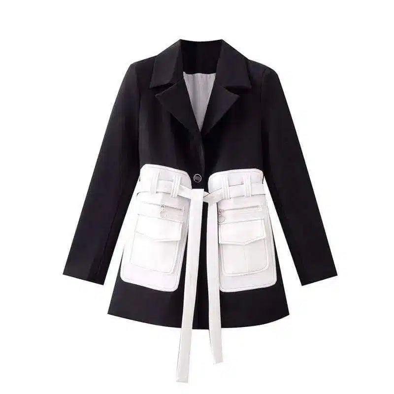 Small Design Sense Black Suit Jacket Female Thin Temperament-Black-2