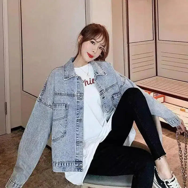 Womens Casual Oversized Denim Jacket-1