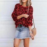 LOVEMI - Lovemi - Street Long Sleeve Lantern Sleeve Loose Leopard