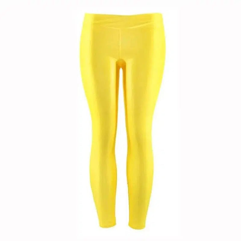 Summer Low Waist Stretch slim gloss trousers thin candy-Yellow-12