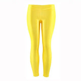 Summer Low Waist Stretch slim gloss trousers thin candy-Yellow-12