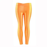 Summer Low Waist Stretch slim gloss trousers thin candy-Orange-18