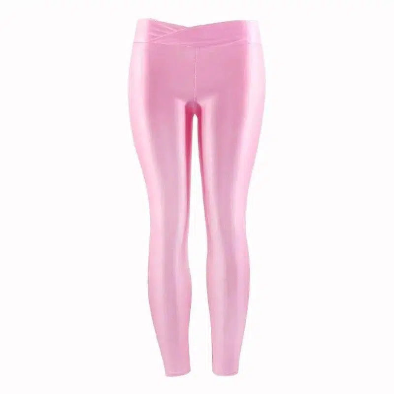 Summer Low Waist Stretch slim gloss trousers thin candy-Pink-8