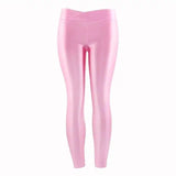 Summer Low Waist Stretch slim gloss trousers thin candy-Pink-8