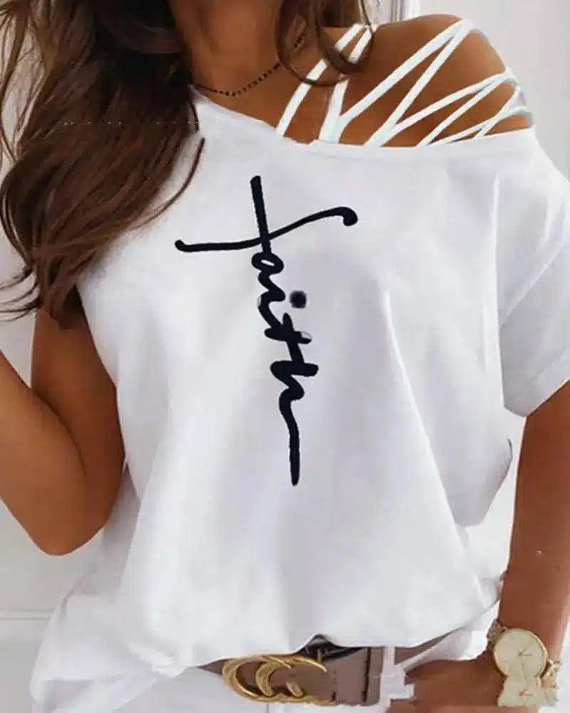 LOVEMI - Lovemi - Summer Off Shoulder Casual Short Sleeved T Shirts