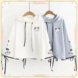 Hooded Cat-Print Casual Pullover Sweatshirt-1