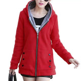 Lovemi -  Thick Warm Cardigan Sweater Hooded Jacket Hoodies LOVEMI Red M 