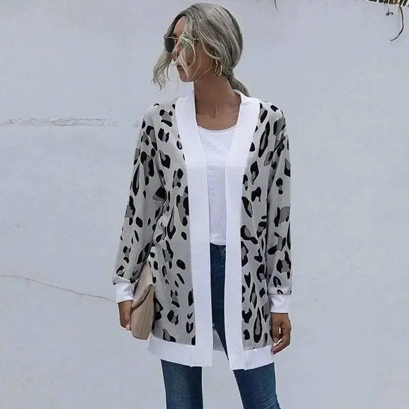 LOVEMI - Lovemi - Tie-dye Christmas Leopard Print Knitted Cardigan