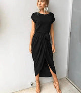 Lovemi -  Versatile Wrap Midi Dress in Assorted Colors Midi Dresses LOVEMI  Black 3XL 