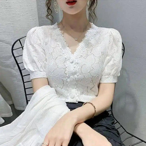 LOVEMI - Lovemi - Vintage white lace shirt