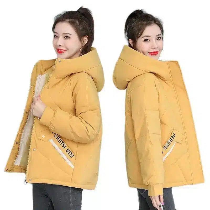 Winter Hooded Jacket with Insulated Lining-Yellow-4