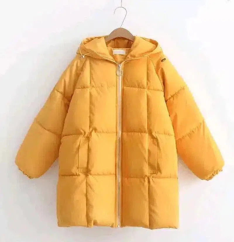 Hooded Insulated Winter Coat with Pockets-Yellow-4