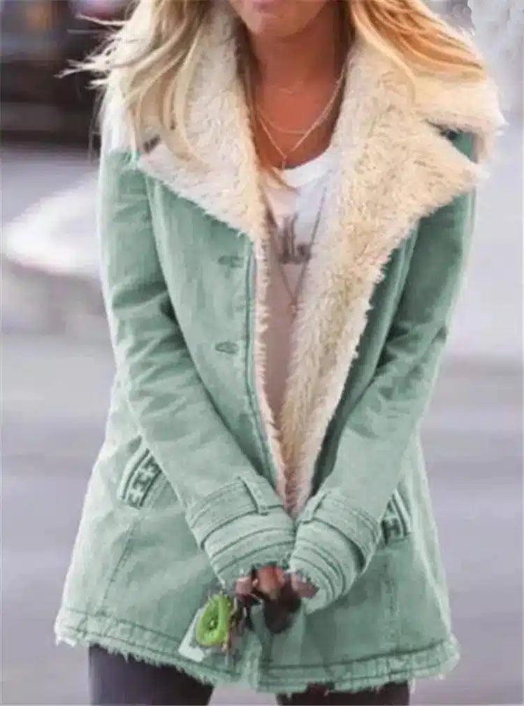 LOVEMI - Lovemi - Women Plus Size Warm Coats Composite Plush Button