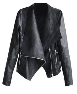 LOVEMI - Lovemi - Women's Lapel PU Leather Jacket with Side Zipper