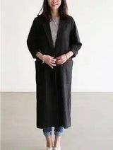 Lovemi -  Women's long cotton and linen suit trench coat LOVEMI Black One size 
