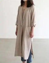 Lovemi -  Women's long cotton and linen suit trench coat LOVEMI Creamywhite One size 
