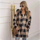 LOVEMI - Lovemi - Women's Long-sleeved Plaid Print Mid-length Shirt