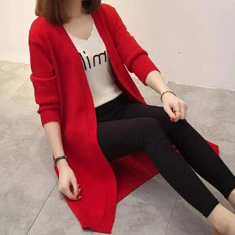 LOVEMI - Lovemi - Women's Loose Mid-length Knitted Cardigan Jacket