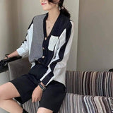 Lovemi -  Women's V-neck Loose Shirt Fashion Knit Cardigan Blousse LOVEMI  Black One size 